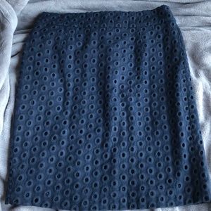 Navy J Crew Eyelet Skirt